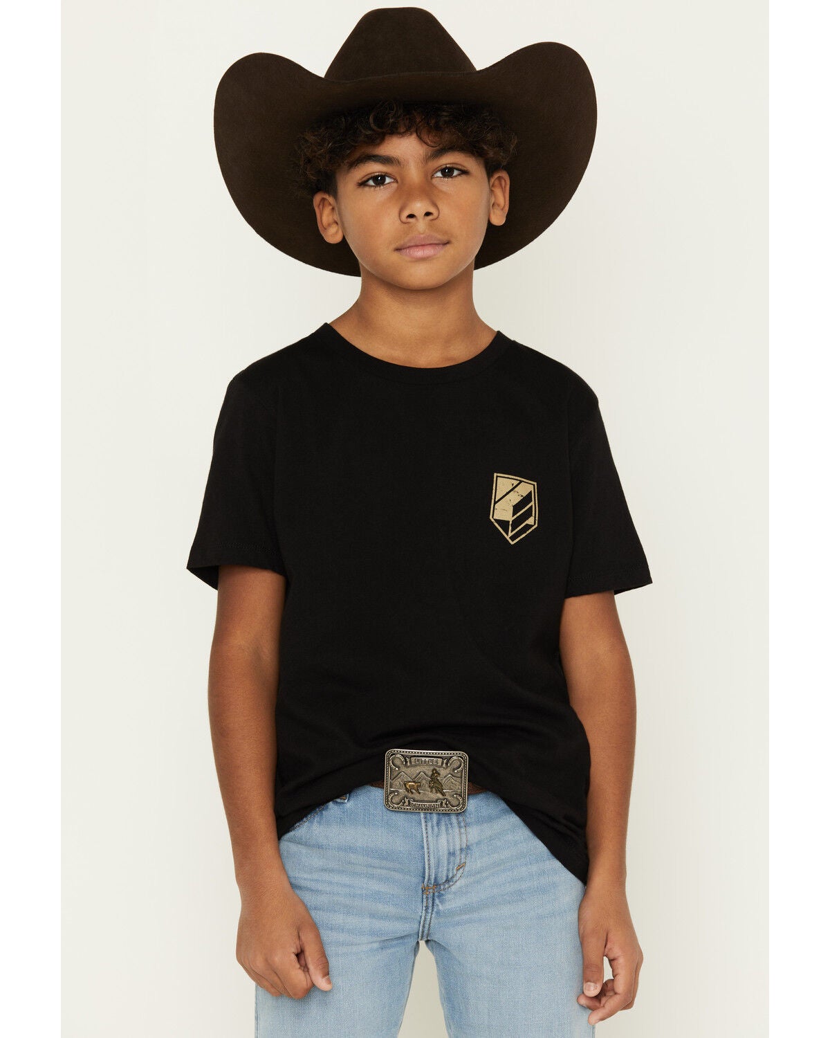 RANK 45&reg; Boys' Southwestern Print Flag Short Sleeve Graphic T-Shirt, Black, hi-res