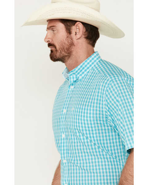 Image #2 - Ariat Men's Wrinkle Free Sterling Plaid Print Classic Fit Button-Down Shirt - Big , Turquoise, hi-res