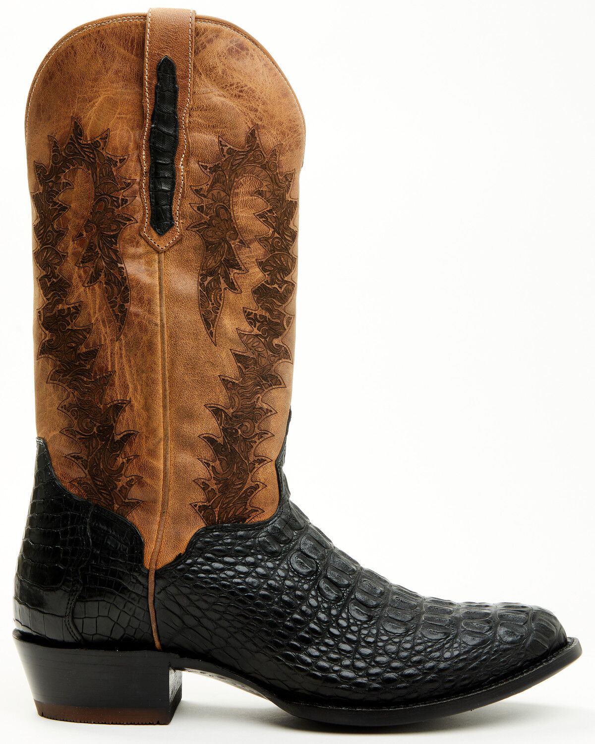 Image #2 - El Dorado Men's Exotic Alligator Western Boots - Round Toe, Black, hi-res