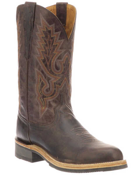 Image #1 - Lucchese Men's Rusty Western Boots - Round Toe, Dark Brown, hi-res