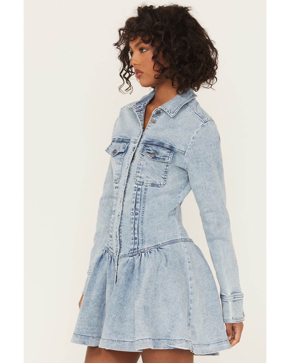 Image #2 - Free People Women's Roadhouse Mini Dress, Light Wash, hi-res