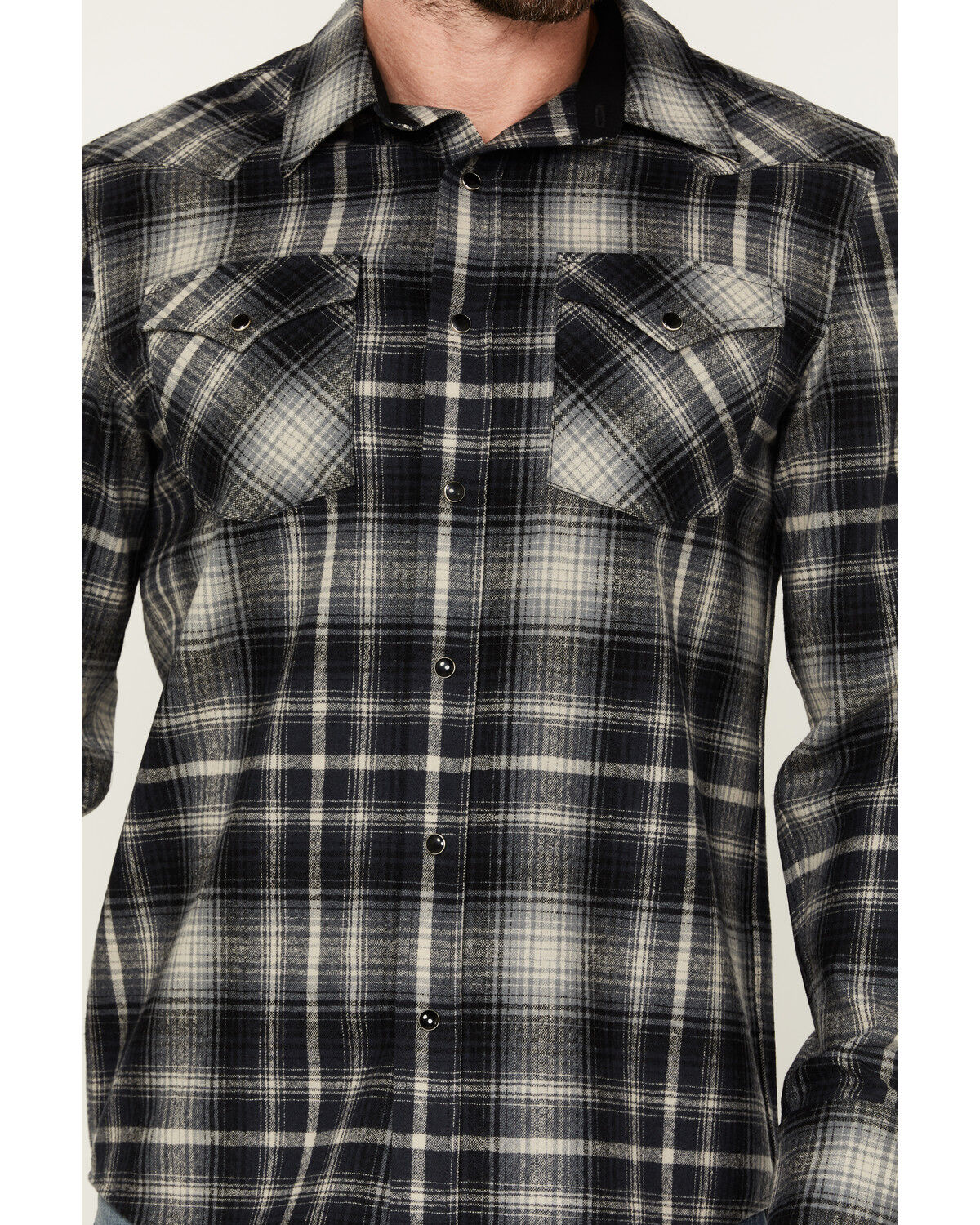 Image #3 - Pendleton Men's Canyon Plaid Print Long Sleeve Snap Western Shirt, Grey, hi-res