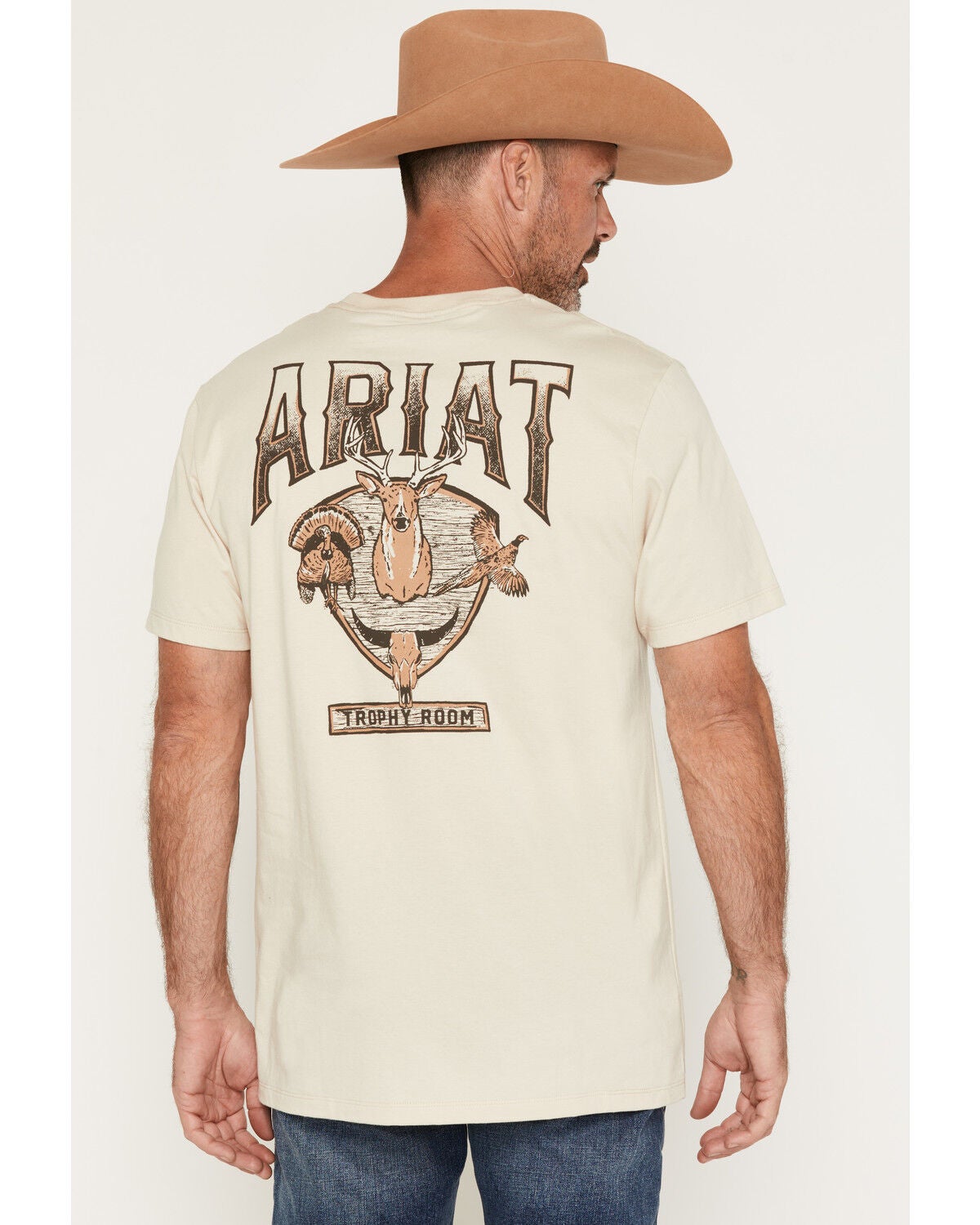 Ariat Men's Boot Barn Exclusive Trophy Room Short Sleeve Graphic T-Shirt, Natural, hi-res