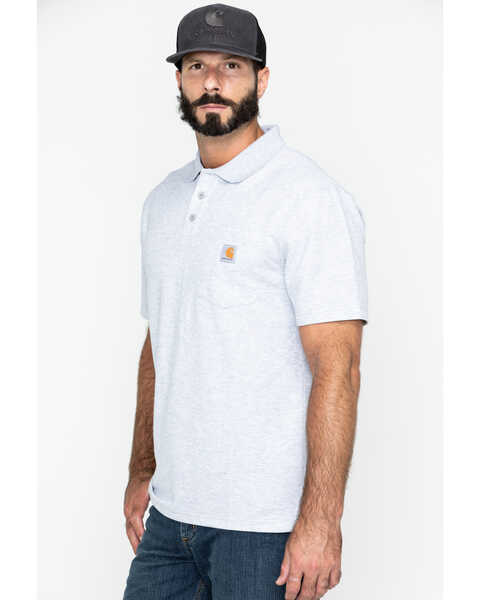 Image #2 - Carhartt Men's Contractor's Pocket Short Sleeve Polo Work Shirt - Big & Tall, Hthr Grey, hi-res