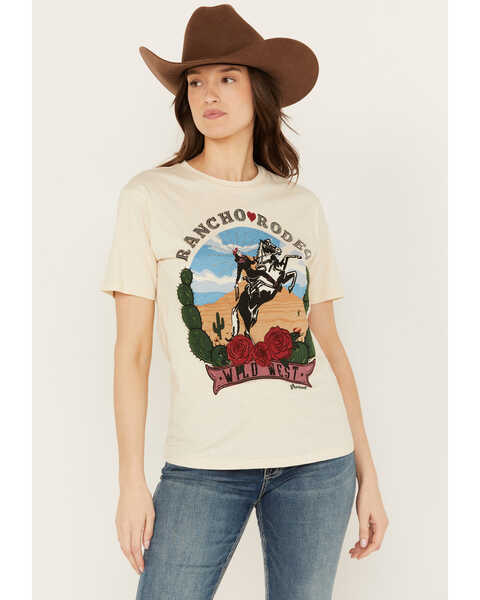 Image #1 - Ariat Women's Embellished Ranch Rodeo Short Sleeve Graphic Tee, Ivory, hi-res