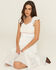 Image #1 - Wild Moss Women's Smocked Ruffle Sleeve Midi Dress, White, hi-res