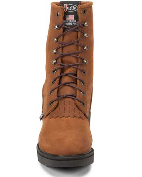 Image #4 - Justin Men's Conductor 8" Lace-Up Work Boots - Soft Toe, Brown, hi-res