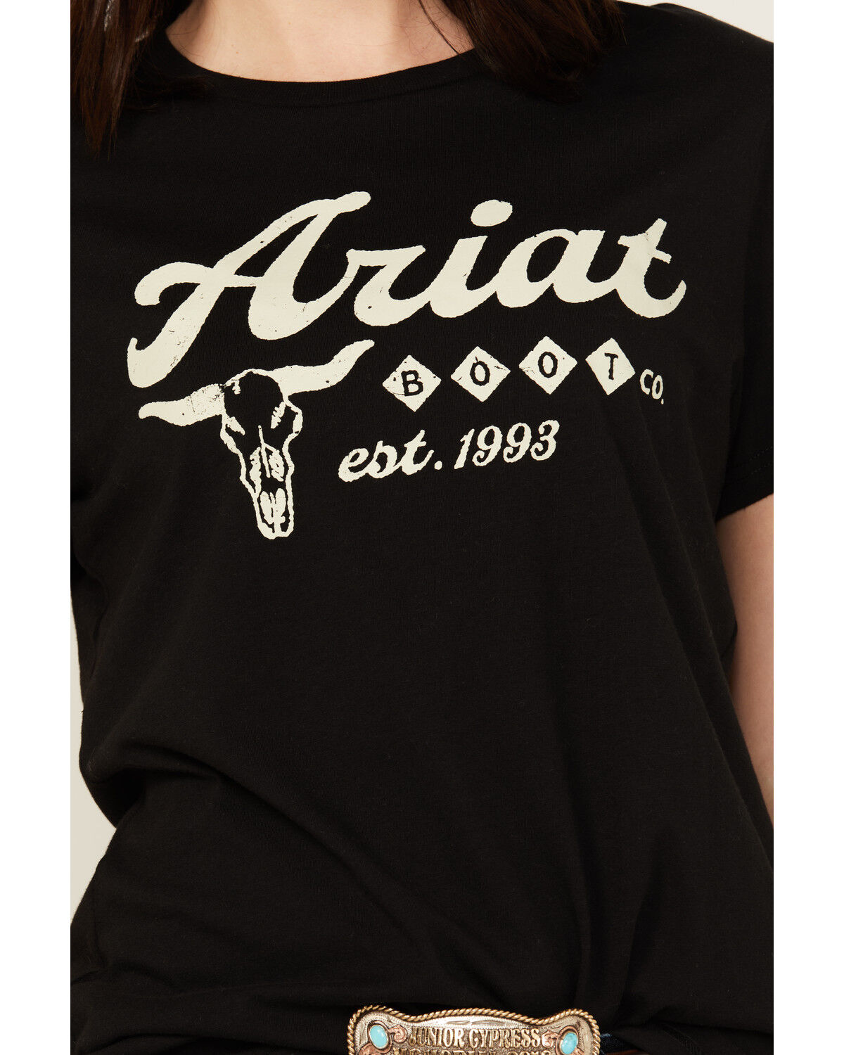 Image #3 - Ariat Women's Steer Head Logo Short Sleeve Graphic Print Tee, Black, hi-res