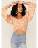 Image #1 - Flying Tomato Women's Criss Cross Smocked Long Sleeve Crop Top, Ivory, hi-res