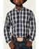 Image #3 - Stetson Men's Checkered Ombre Plaid Print Long Sleeve Button Down Western Shirt, Blue, hi-res