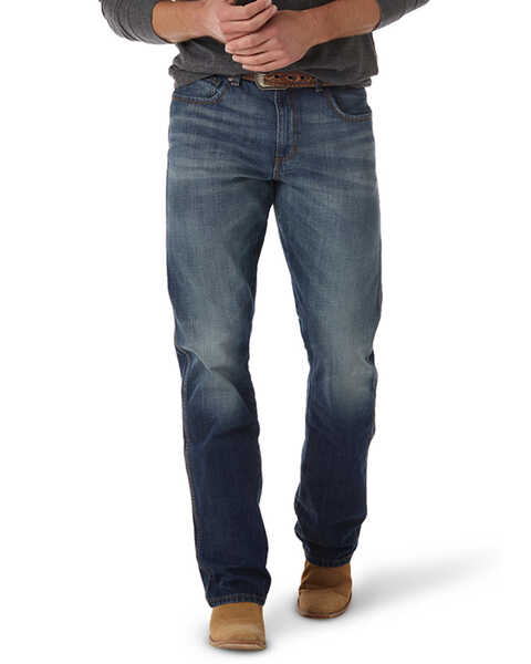 Wrangler Retro Men's Medium Wash Low Rise Relaxed Bootcut Jeans, Indigo, hi-res