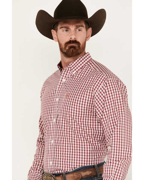 Image #2 - Ariat Men's Valen Plaid Print Long Sleeve Button-Down Western Shirt - Big, Magenta, hi-res