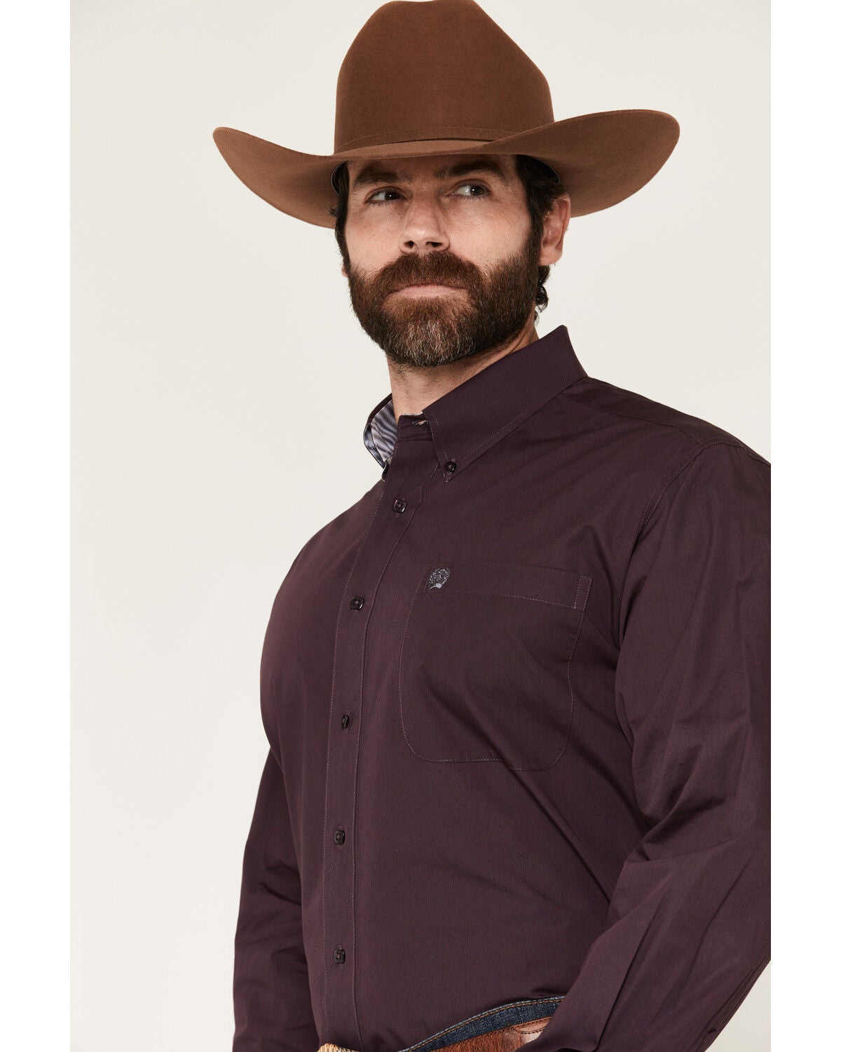 Image #2 - Cinch Men's Solid Long Sleeve Button-Down Western Shirt, Purple, hi-res
