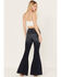 Image #3 - Shyanne Women's Dark Wash Mid Rise Slit Boot Cut Jeans, Dark Medium Wash, hi-res