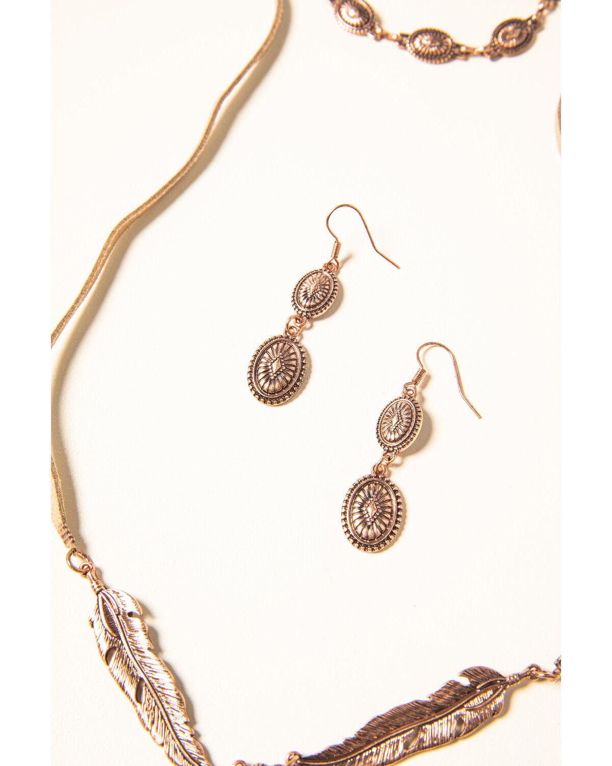 Image #3 - Shyanne Women's Desert Dreams Multi Layer Feather Jewelry Set - 2 Piece, Rust Copper, hi-res