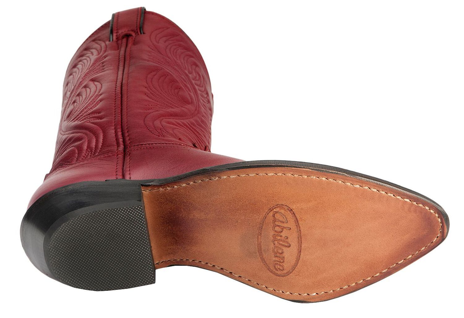 Image #5 - Abilene Women's Cowhide Western Boots - Round Toe, Red, hi-res