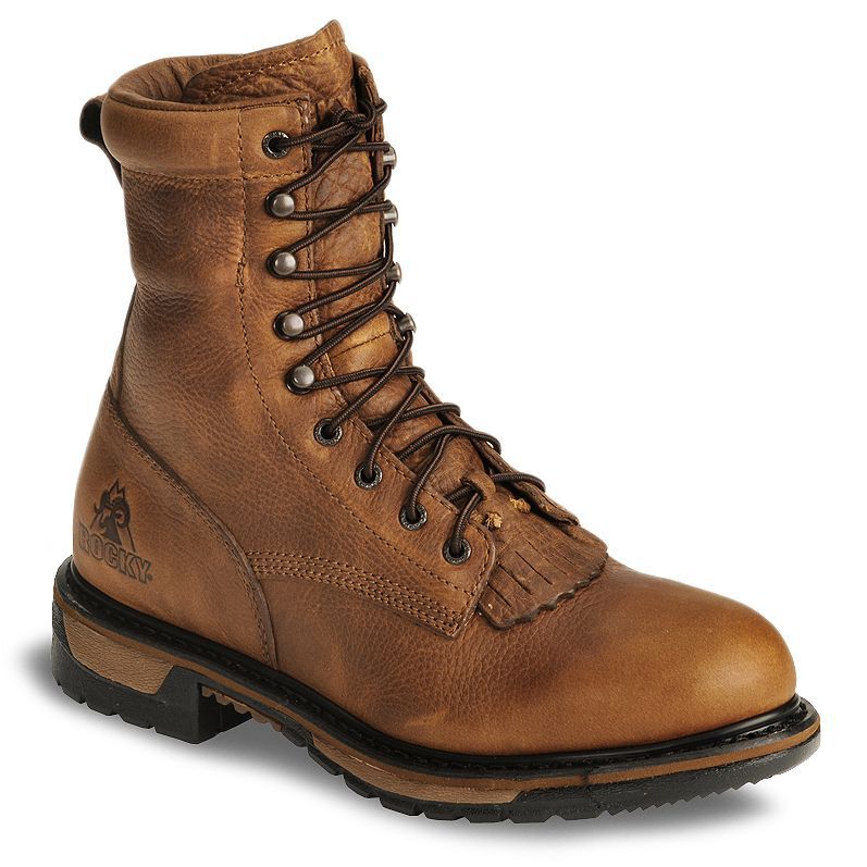 Rocky Men's Original Ride Lacer Waterproof Work Boots - Soft Toe, Tan, hi-res