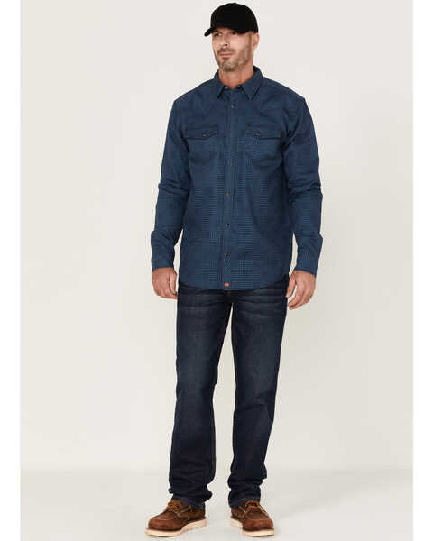 Image #2 - Cody James Men's FR Houndstooth Check Long Sleeve Snap Work Shirt , Medium Blue, hi-res