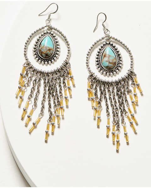 Idyllwind Women's Luna Turquoise Chandelier Fringe Earrings, Turquoise, hi-res
