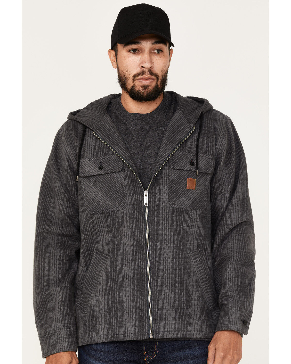 Image #1 - Brixton Men's Coastal Hooded Jacket, Grey, hi-res