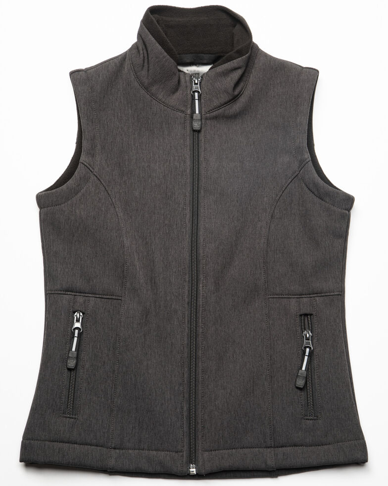 Roper Girls' Grey Softshell Fleece Vest, Grey, hi-res