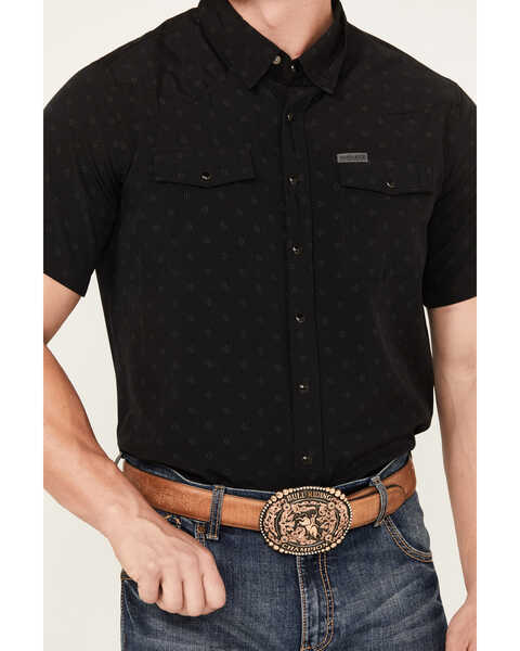 Image #3 - Panhandle Men's Geo Print Short Sleeve Snap Performance Western Shirt, Black, hi-res