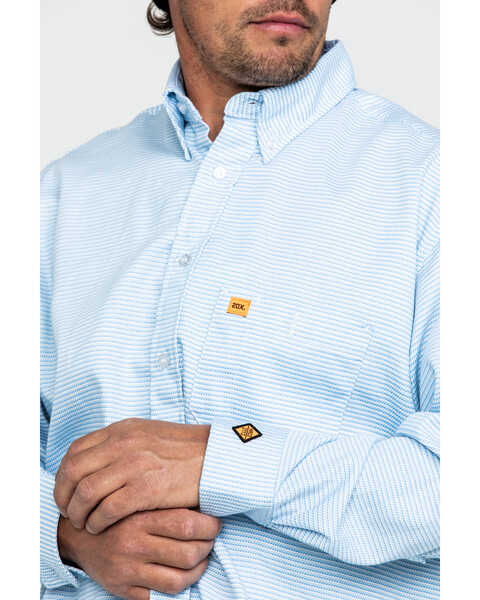 Image #4 - Wrangler 20X Men's FR Tonal Stripe Long Sleeve Work Shirt - Big , Blue, hi-res
