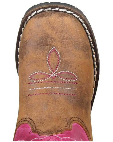 Image #2 - Smoky Mountain Toddler Girls' Autry Western Boots - Broad Square Toe, Brown/pink, hi-res