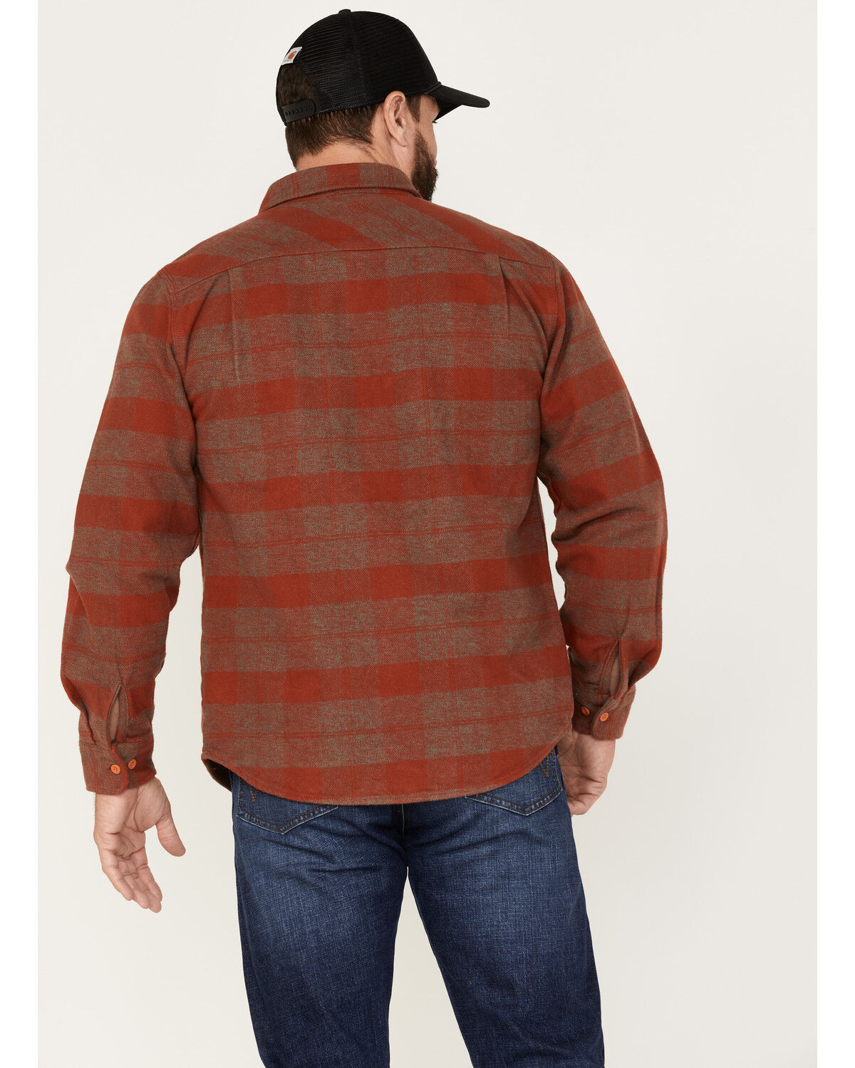 Image #4 - Brixton Men's Bowery Long Sleeve Button Down Flannel Shirt, Rust Copper, hi-res