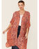 Image #2 - Angie Women's Coral Paisley Spice Print Kimono, Coral, hi-res