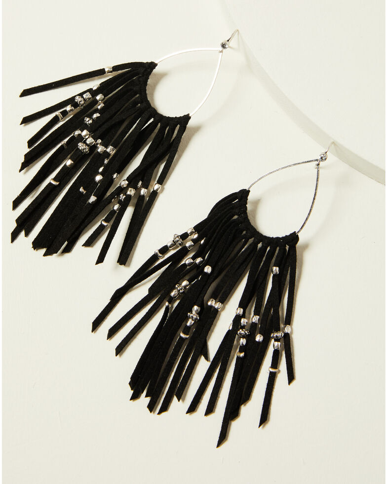 Idyllwind Women's Black & Love Drop Fringe Earrings, Black, hi-res
