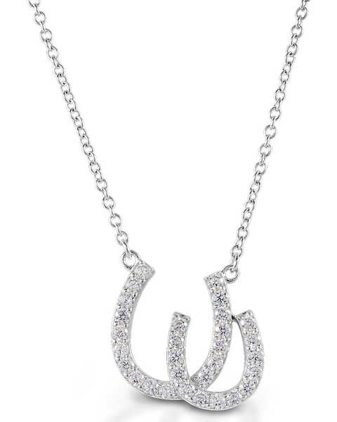 Kelly Herd Women's Double Horseshoe Necklace, Silver, hi-res