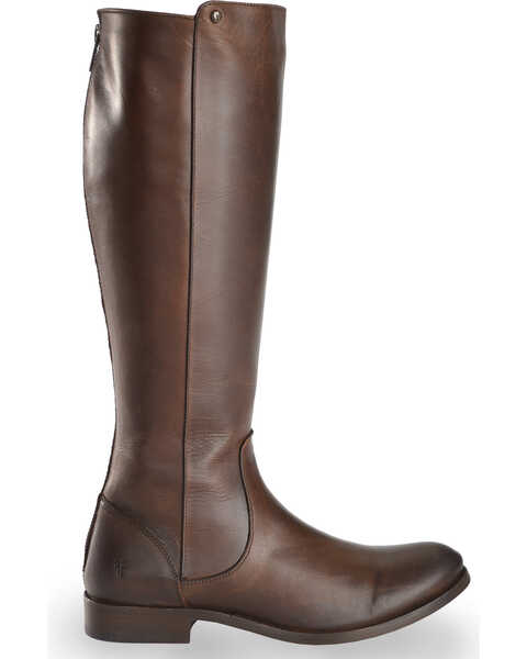 Image #2 - Frye Women's Chocolate Melissa Stud Back Zip Boots - Round Toe , Chocolate, hi-res
