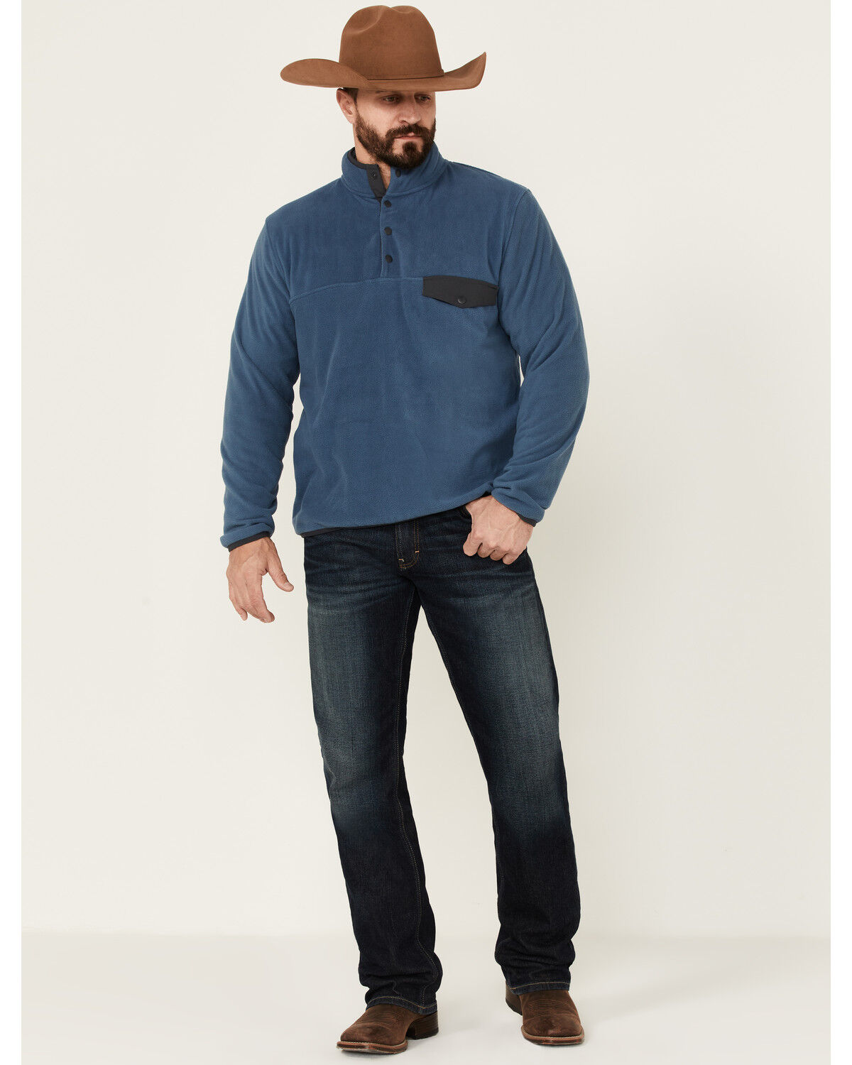 Image #2 - North River Men's Copen Lightweight 1/4 Snap-Front Fleece Pullover, Blue, hi-res