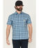 Image #1 - Carhartt Men's Force Sun Defender™ Relaxed Fit Lightweight Plaid Print Short Sleeve Button-Down Work Shirt, Blue, hi-res