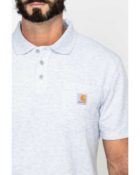 Image #4 - Carhartt Men's Contractor's Pocket Short Sleeve Polo Work Shirt - Big & Tall, Hthr Grey, hi-res