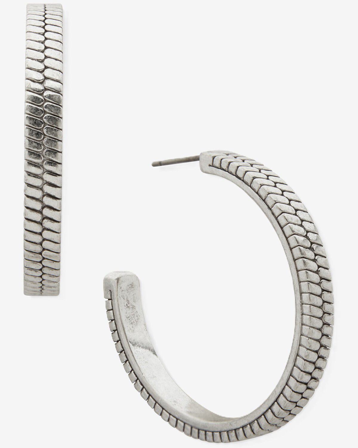 Image #1 - Lainey Wilson Women's Roped Hoop Earrings, Silver, hi-res