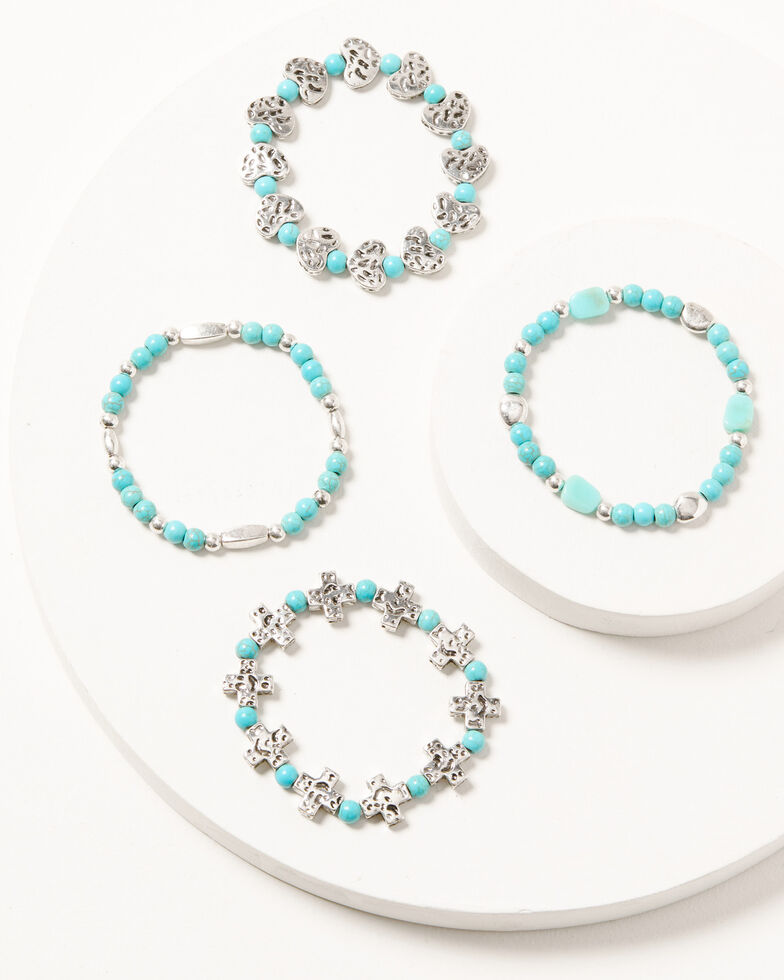 Shyanne Women's Multi Layer Turquoise Bracelet Set, Silver, hi-res