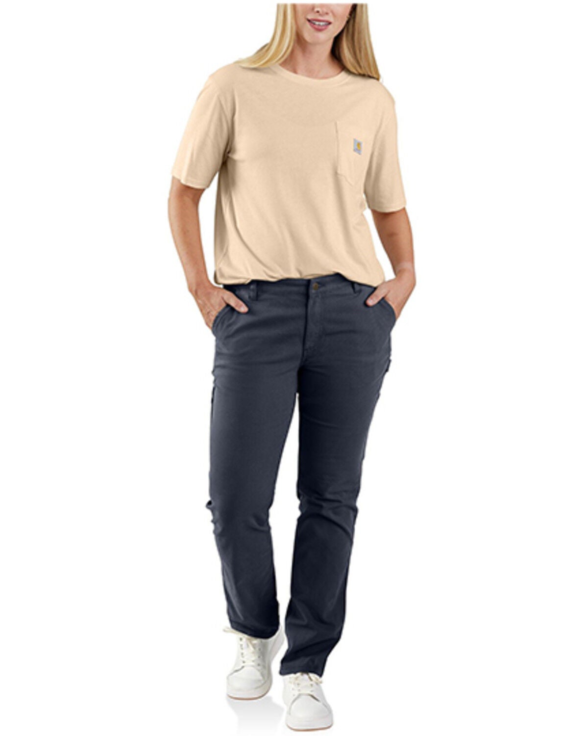 Image #1 - Carhartt Women's Rugged Flex&reg; Relaxed Fit Canvas Work Pants, Navy, hi-res