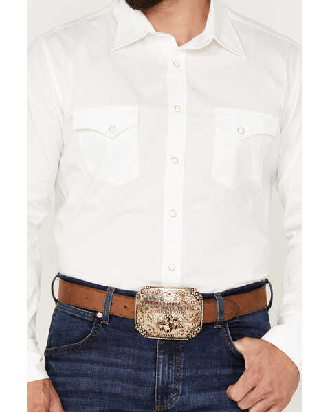 Image #3 - Rock & Roll Denim Men's Solid Stretch Western Shirt , White, hi-res