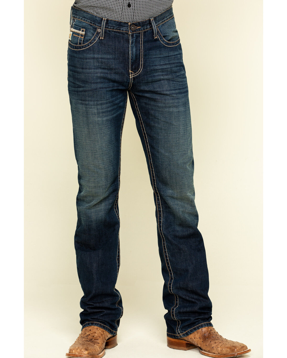 Image #2 - Cinch Men's Ian Dark Wash Slim Bootcut Rigid Denim Jeans, Indigo, hi-res