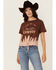 Image #1 - Shyanne Women's Dibs On The Cowboy Tie Dye Short Sleeve Graphic Tee, Medium Brown, hi-res