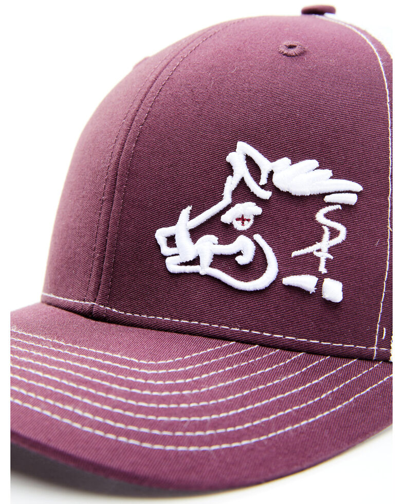 Oil Field Hats Men's Maroon & White Sniper Pig Embroidered Mesh-Back Ball Cap , Maroon, hi-res