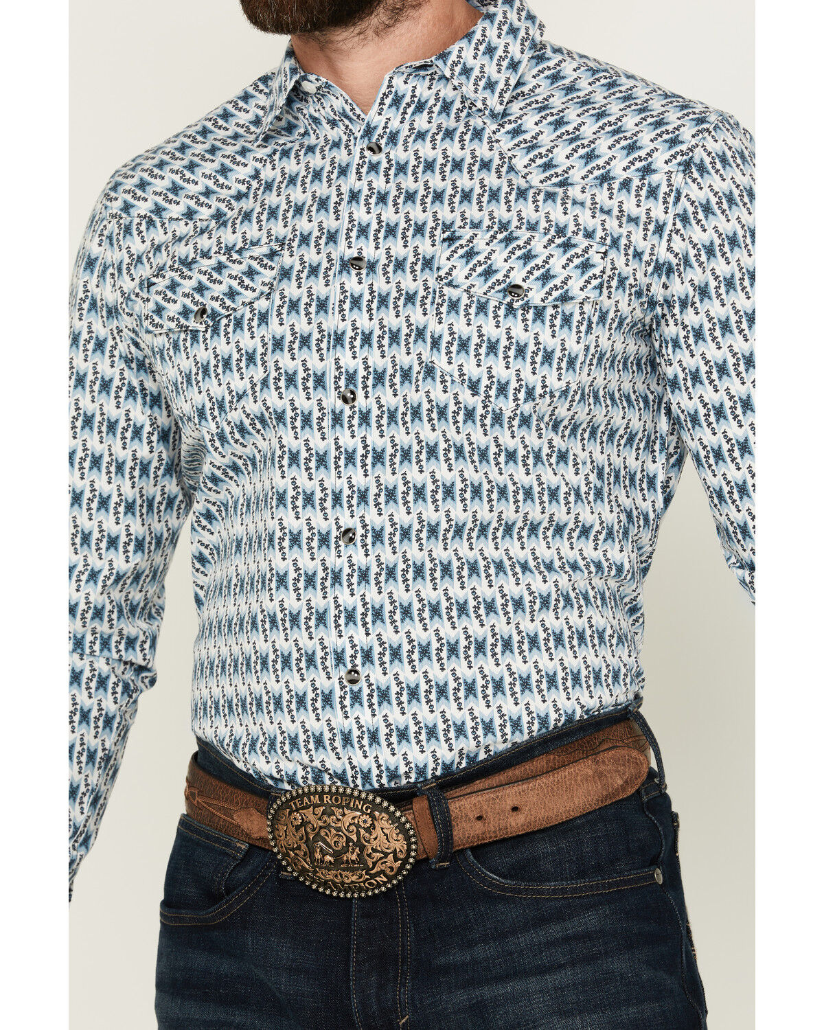 Image #3 - Gibson Men's Stevenson Floral Print Long Sleeve Snap Western Shirt, White, hi-res
