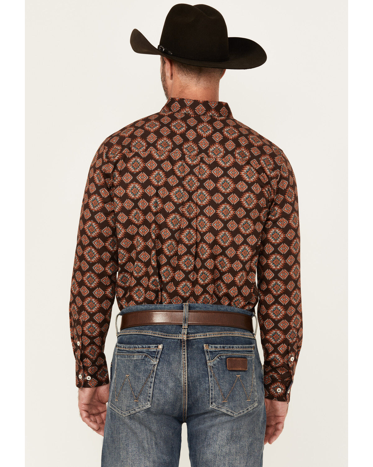 Image #4 - Cody James Men's Bite The Bullet Southwestern Print Long Sleeve Button-Down Stretch Western Shirt, Brown, hi-res
