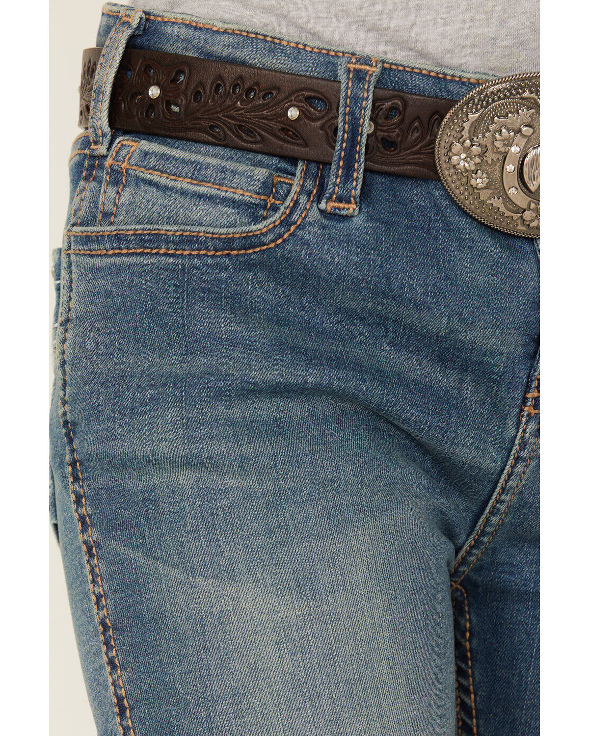 Image #4 - Shyanne Girls' Shayla Bootcut Embroidery Stretch Denim Jeans, Medium Wash, hi-res