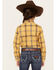 Image #4 - Wrangler Girls' Plaid Print Long Sleeve Pearl Snap Western Shirt, Yellow, hi-res