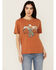 Image #1 - Rock & Roll Denim Women's Desert Eagle Short Sleeve Graphic Tee, Orange, hi-res