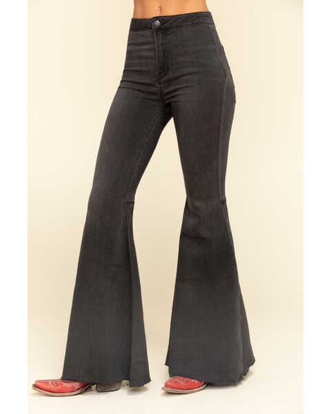 Image #2 - Free People Women's High Rise Dark Wash Just Float On Flare Jeans, Black, hi-res