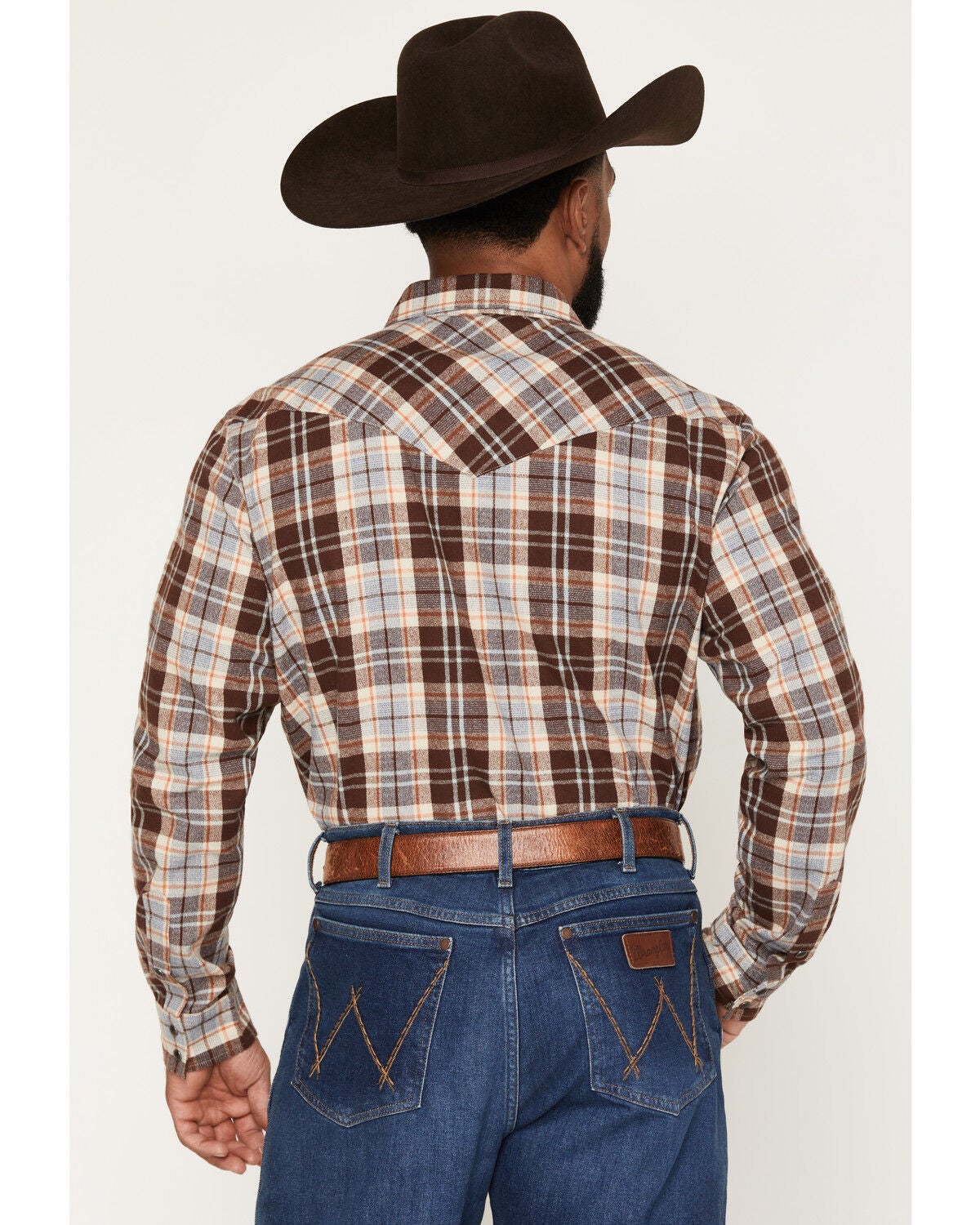 Image #4 - Gibson Trading Co Men's Mad Thad Plaid Print Long Sleeve Snap Flannel Shirt, Brown, hi-res